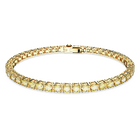 Matrix Tennis bracelet, Round cut, Yellow, Gold-tone plated