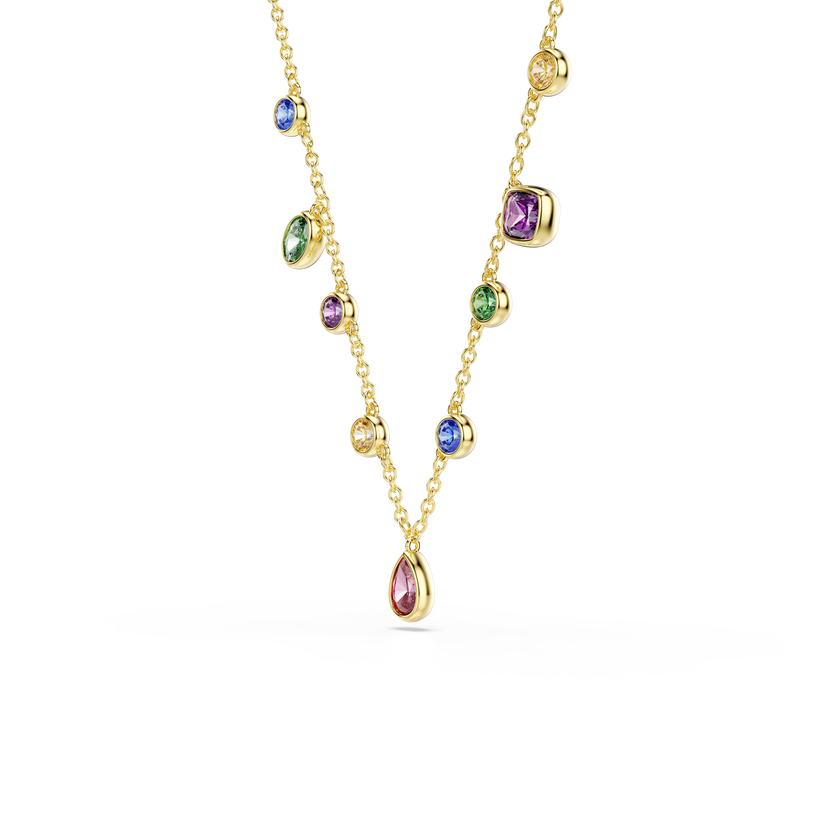 swarovski imber necklace  mixed cuts  multicolored  18k gold finish