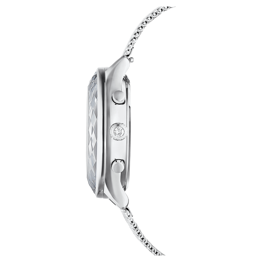swarovski nova chrono watch  swiss made  metal bracelet  silver tone  stainless steel