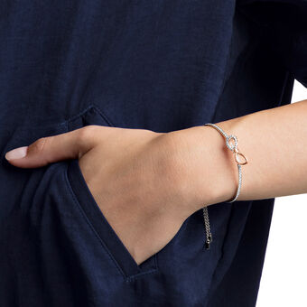 swarovski lifelong bow bangle  bow  white  mixed metal finish