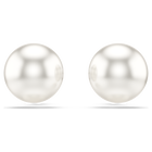 swarovski matrix stud earrings  crystal pearl  white  rhodium plated
