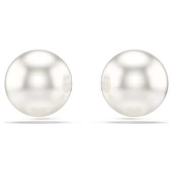 swarovski matrix stud earrings  crystal pearl  white  rhodium plated