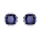 swarovski birthstone stud earrings square cut december blue rhodium plated