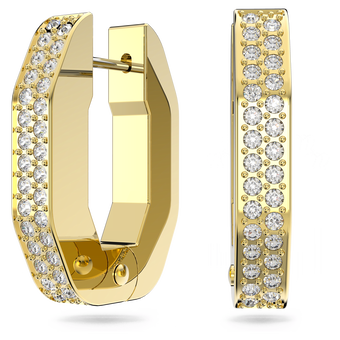 swarovski dextera hoop earrings octagon shape small white gold tone plated