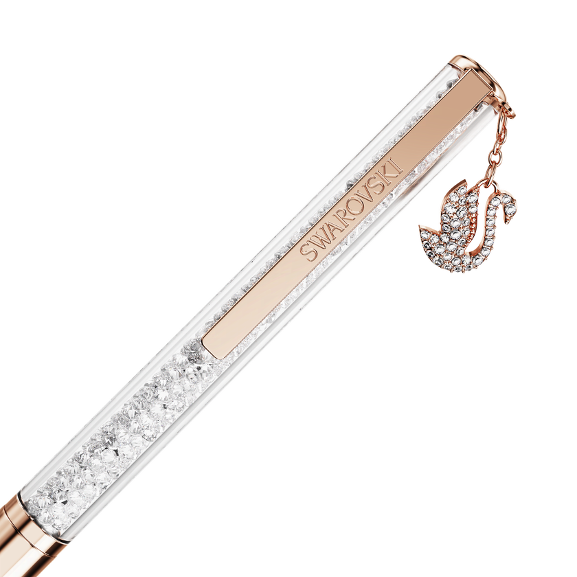 swarovski crystalline ballpoint pen  swan  rose gold tone plated