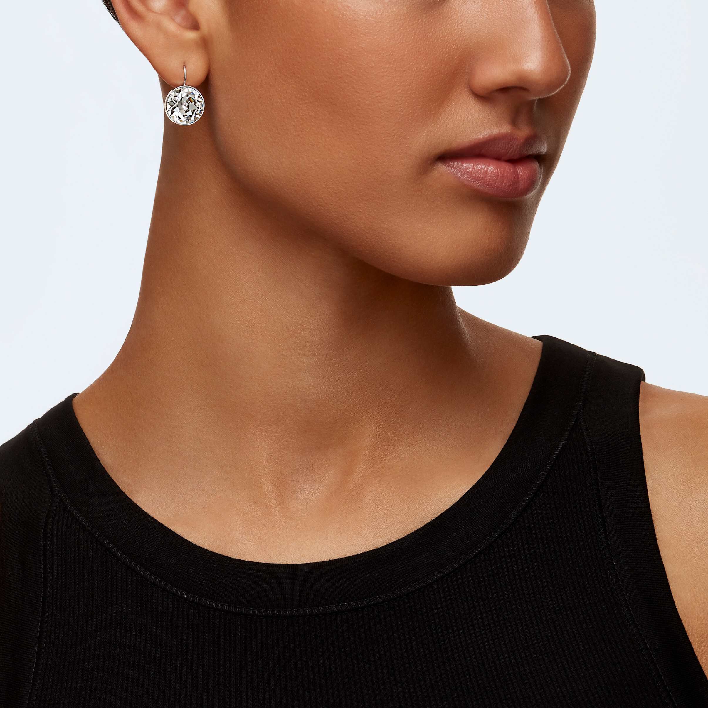 Buy Swarovski Bella Pierced Earrings, White, Rhodium Plated