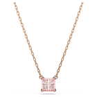 swarovski stilla pendant  square cut  pink  18k rose gold finish