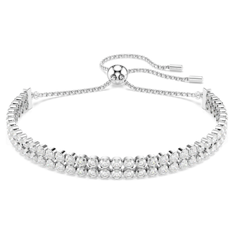swarovski matrix bracelet  round cut  white  rhodium plated