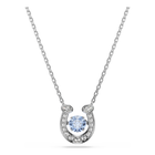 swarovski symbolica pendant  round cut  pav   horse shoe  blue  rhodium plated