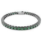 swarovski matrix tennis bracelet  round cut  green  ruthenium plated