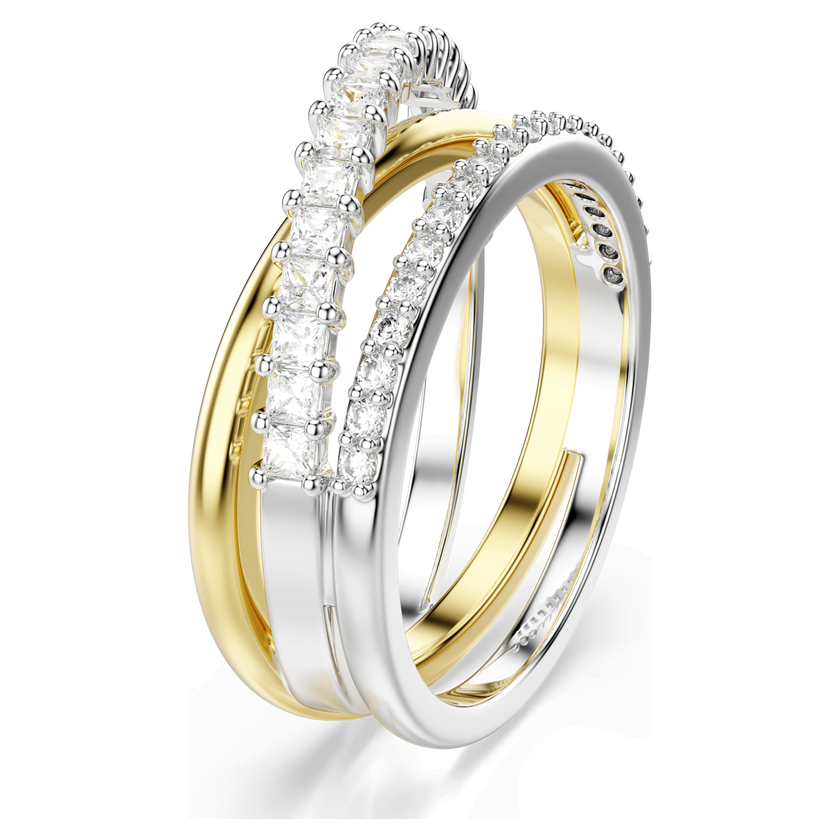 swarovski hyperbola ring  mixed cuts  white  mixed metal finish