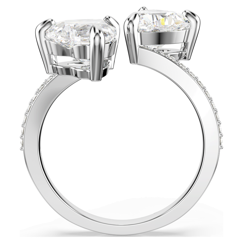 swarovski mesmera attract open ring  heart cut  pav   heart  white  silver tone finish