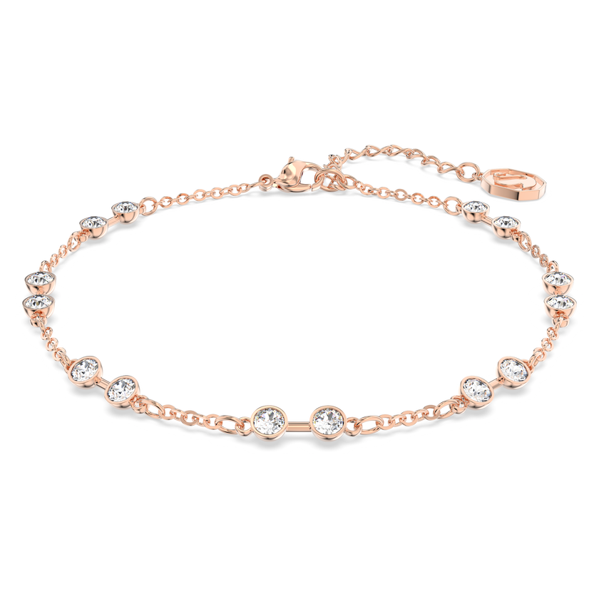 swarovski remix collection strand  round cut  white  rose gold tone plated