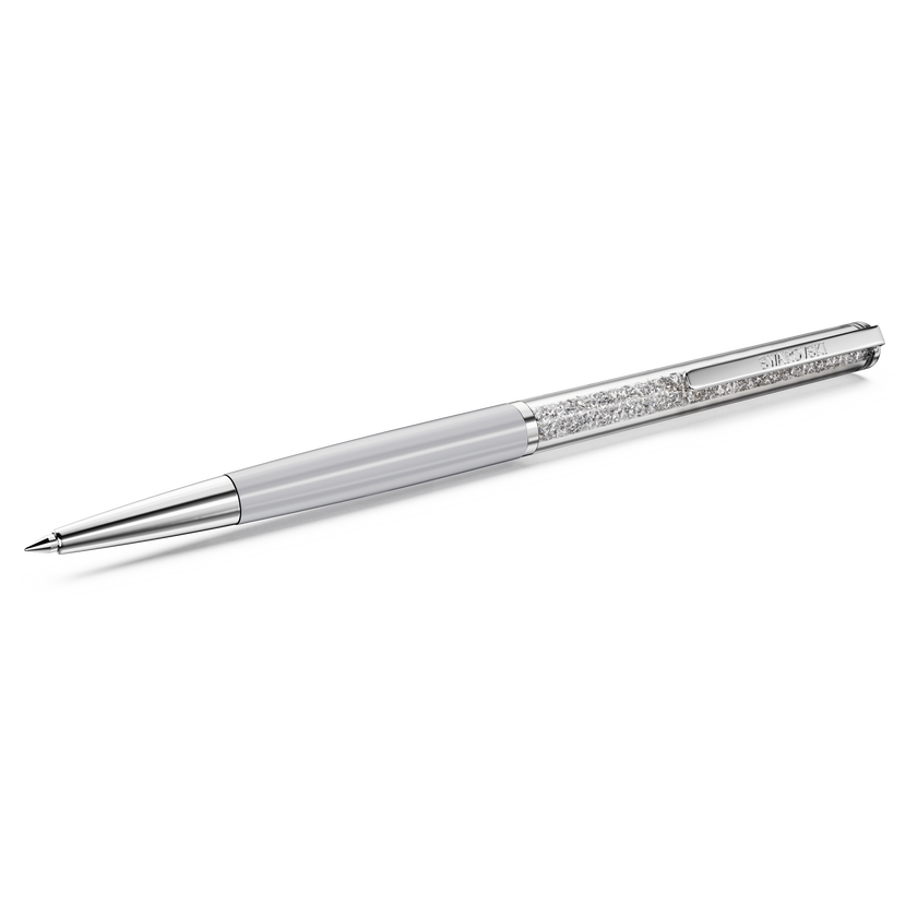 swarovski crystalline silk ballpoint pen  white  white lacquered  chrome plated