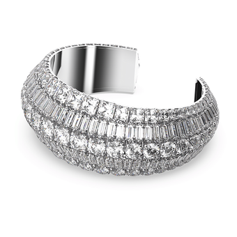 Hyperbola Cuff, Large, White, Rhodium plated swarovski hyperbola cuff large white rhodium plated