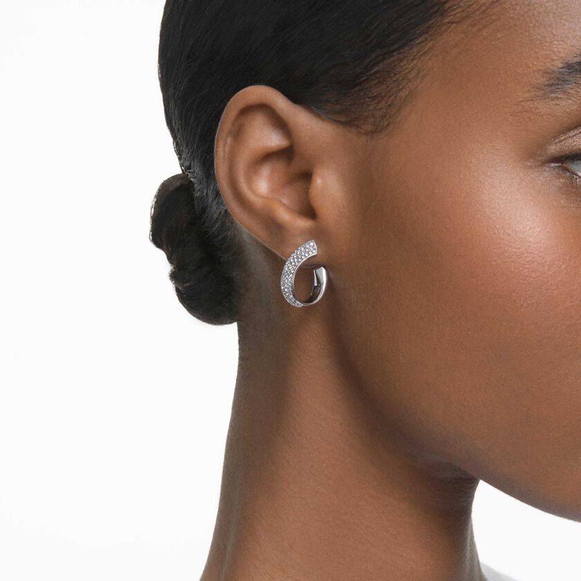 swarovski exist hoop earrings  small  white  rhodium plated