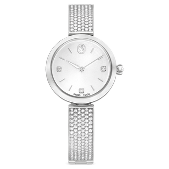 swarovski illumina watch swiss made metal bracelet silver tone stainless steel