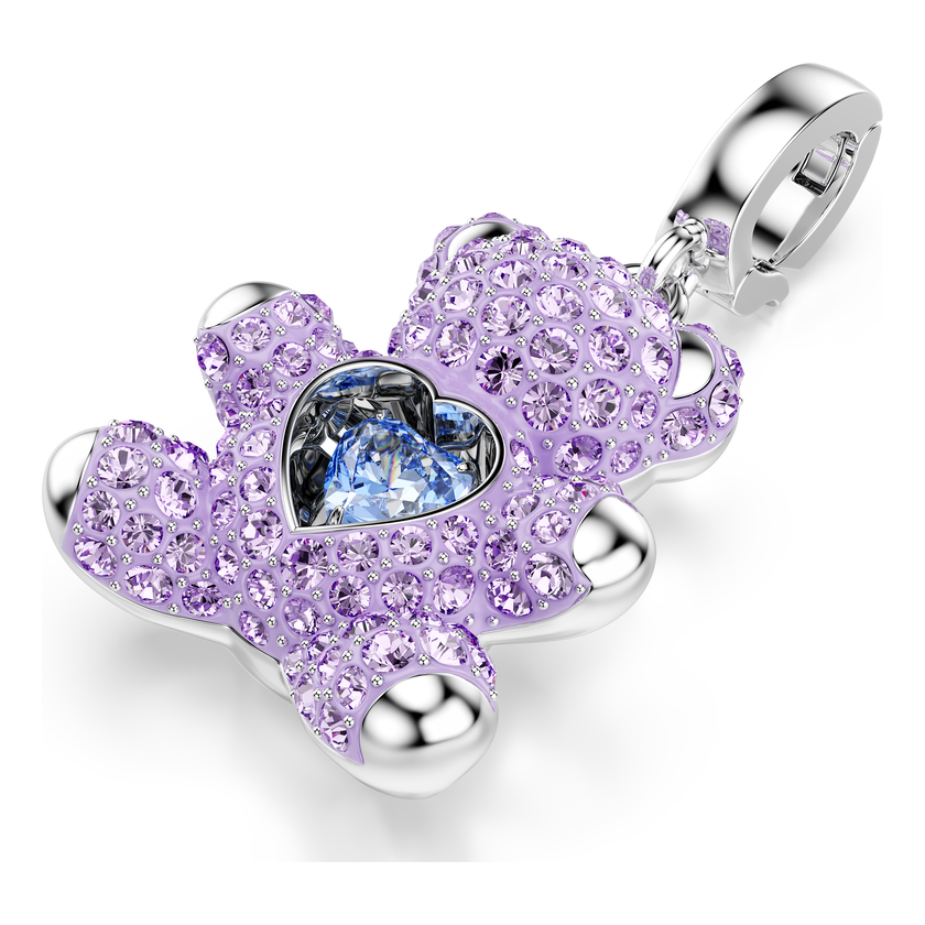 swarovski idyllia charm  mixed cuts  teddy  purple  rhodium plated