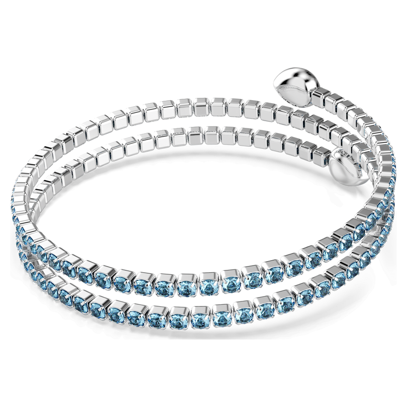 swarovski twisty cuff  mixed cuts  blue  rhodium plated