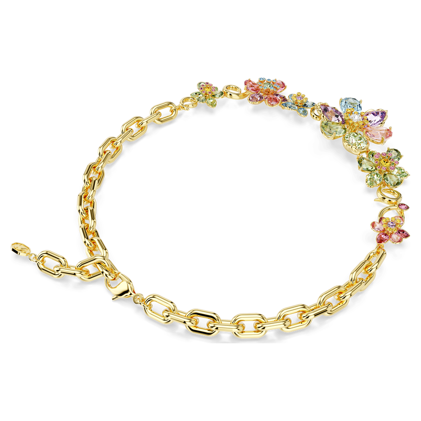 swarovski idyllia necklace  mixed cuts  flower  multicolored  gold tone plated