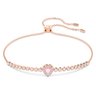 swarovski one bracelet  heart  pink  rose gold tone plated