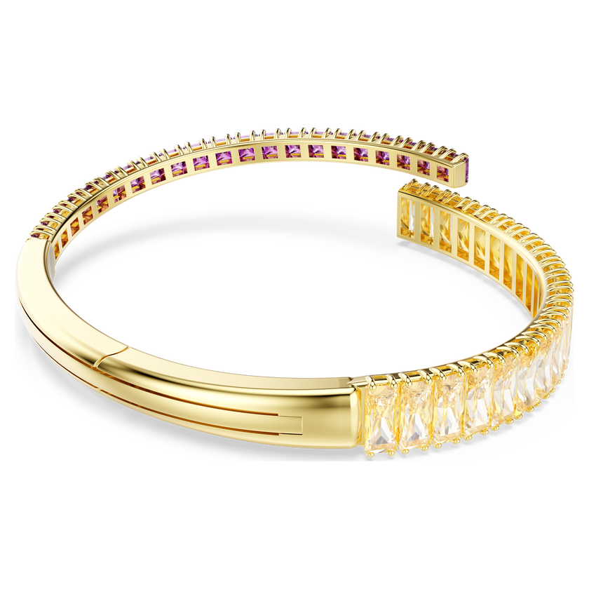 swarovski matrix bangle  mixed cuts  multicolored  gold tone plated