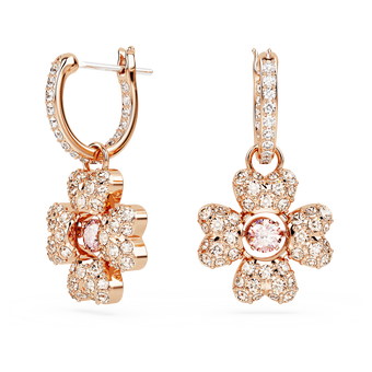 swarovski idyllia drop earrings clover white rose gold tone plated