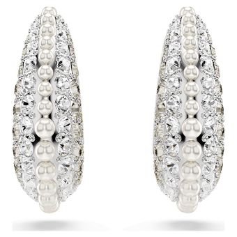swarovski sublima drop earrings crystal pearl round cut white rhodium plated
