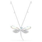 ariana grande x swarovski pendant and brooch  mixed cuts  dragonfly  green  rhodium plated