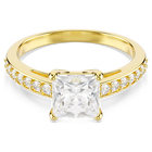 swarovski attract ring  square cut  pav   white  18k gold finish
