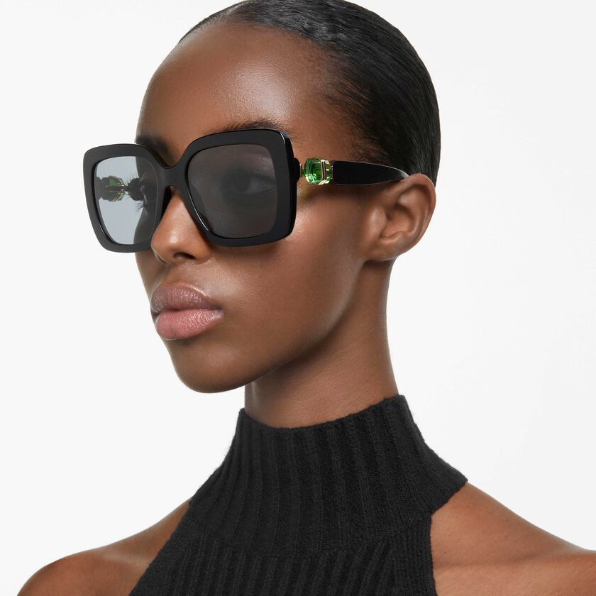 swarovski sunglasses  oversized  square shape  sk6001el  black