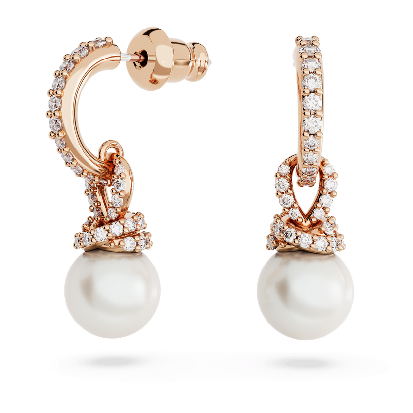 swarovski originally drop earrings  white  rose gold tone plated