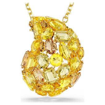 swarovski gema pendant and brooch yellow gold tone plated