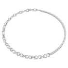 swarovski matrix necklace  s shape  round cut  white  rhodium plated