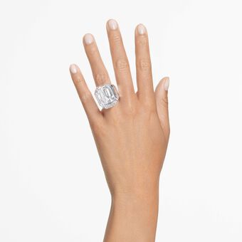 swarovski lucent cocktail ring  octagon cut  white