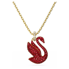 Swarovski Iconic Swan pendant, Swan, Medium, Red, Gold-tone plated