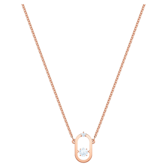 swarovski sparkling dance necklace  round cut  oval shape  white  rose gold tone plated
