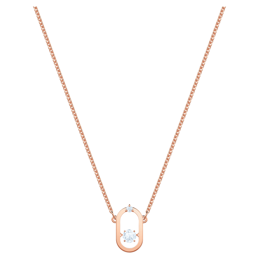 swarovski sparkling dance necklace  round cut  oval shape  white  rose gold tone plated