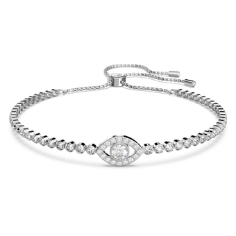 swarovski matrix bracelet  evil eye  white  rhodium plated
