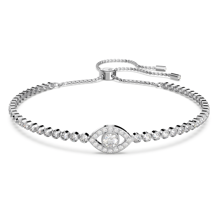 swarovski subtle bracelet  evil eye  white  rhodium plated