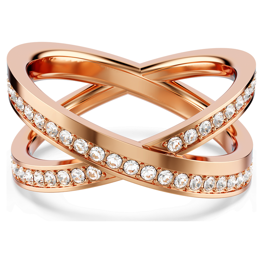 swarovski delta ring  round cut  white  rose gold tone plated