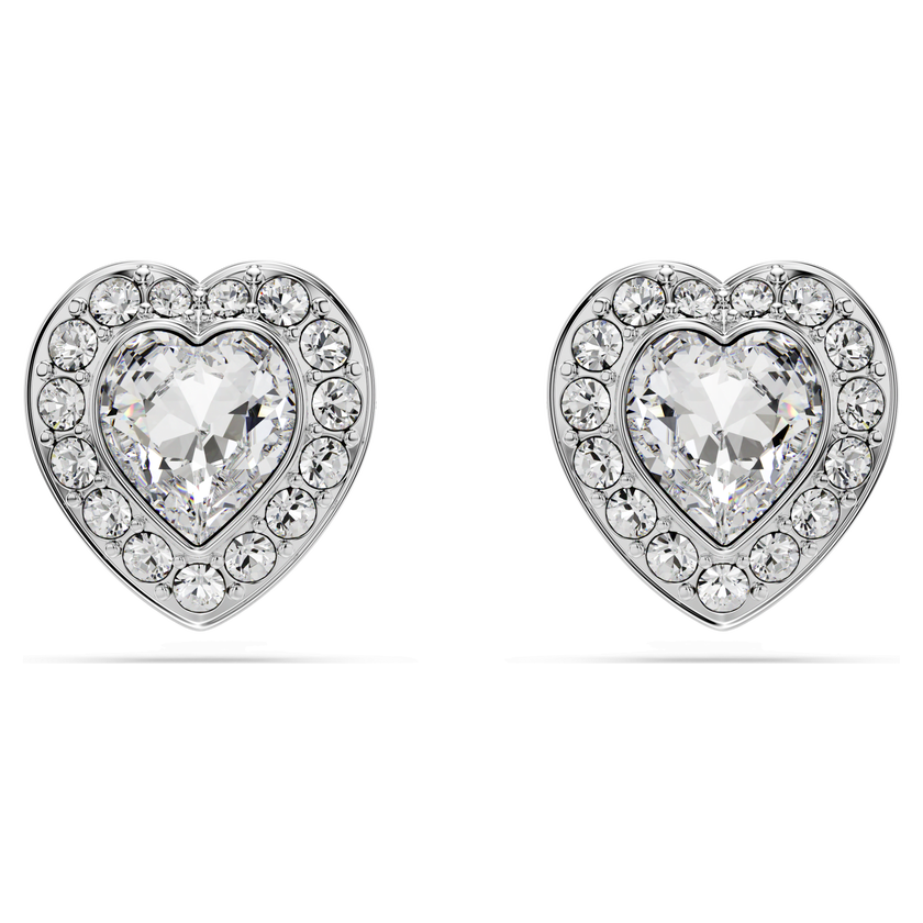 ariana grande x swarovski stud earrings  mixed cuts  heart  white  rhodium plated