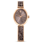 Crystal Rock Oval watch, Swiss Made, Metal bracelet, Black, Rose gold-tone finish