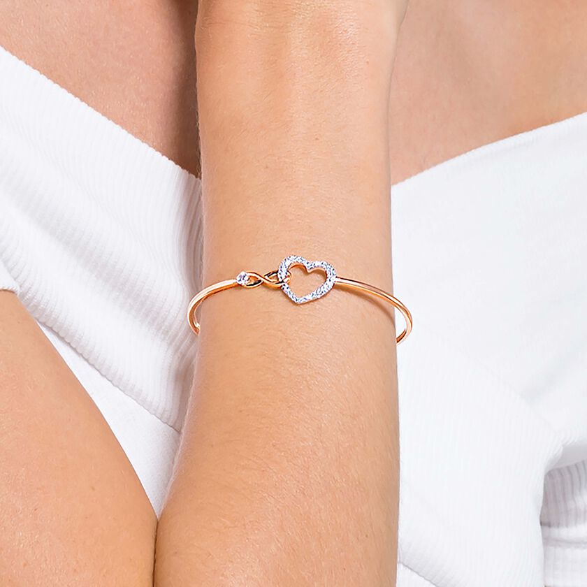 Buy Swarovski Hyperbola bangle, Infinity and heart, White, Mixed