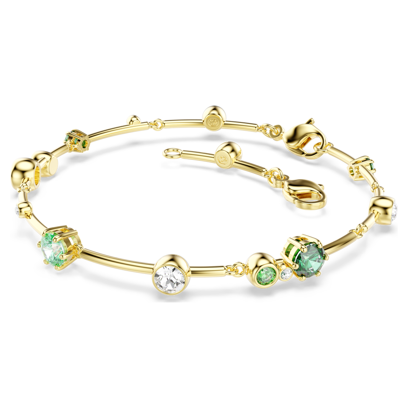swarovski constella bracelet  mixed cuts  green  gold tone plated
