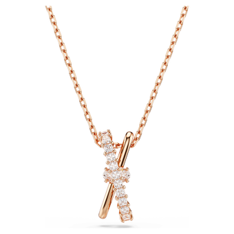 swarovski hyperbola pendant  mixed cuts  twist  white  rose gold tone plated