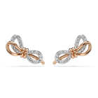 swarovski lifelong stud earrings  pav   bow  white  mixed metal finish
