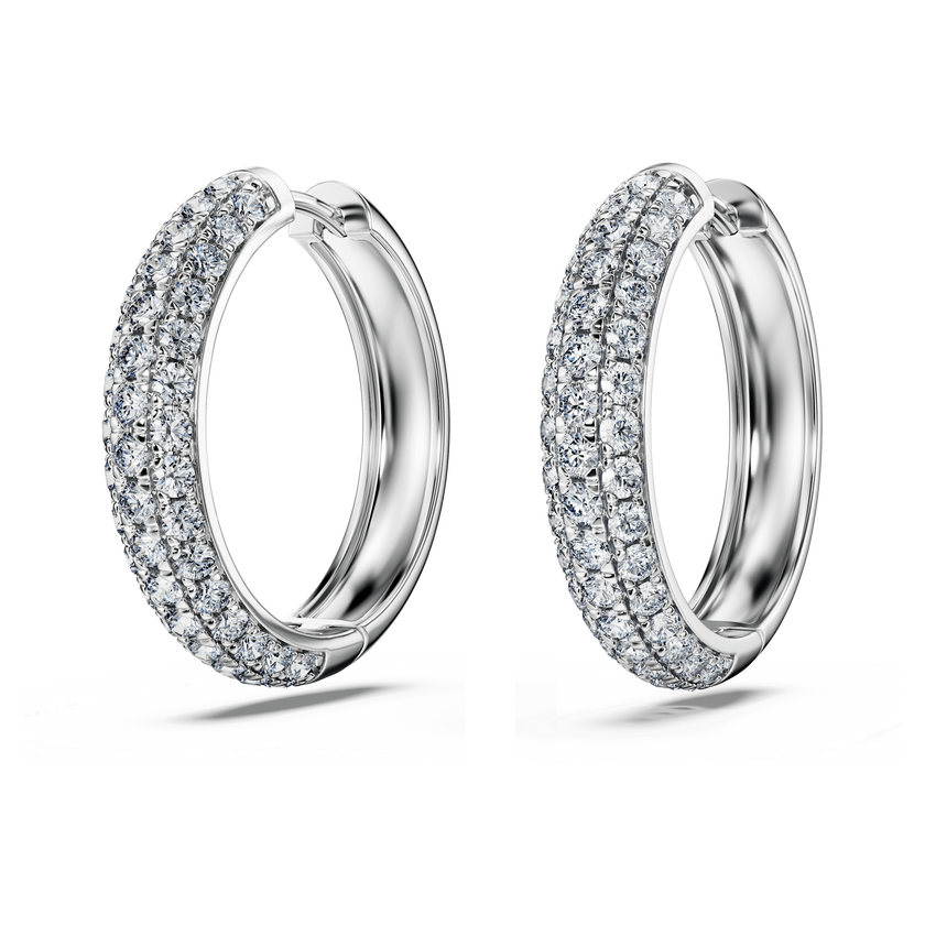 swarovski eternity hoop earrings  laboratory grown diamonds 2 ct tw  18k white gold
