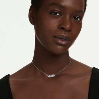 swarovski vienna pendant  mixed cuts  feather  white  rhodium plated