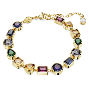swarovski imber tennis bracelet  mixed cuts  multicolored  gold tone plated